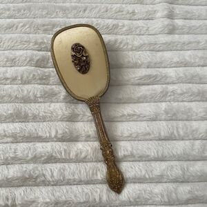 Vintage 1950s Matson Vanity Hair Brush Rose Flower Gold Plated Nontarnishable